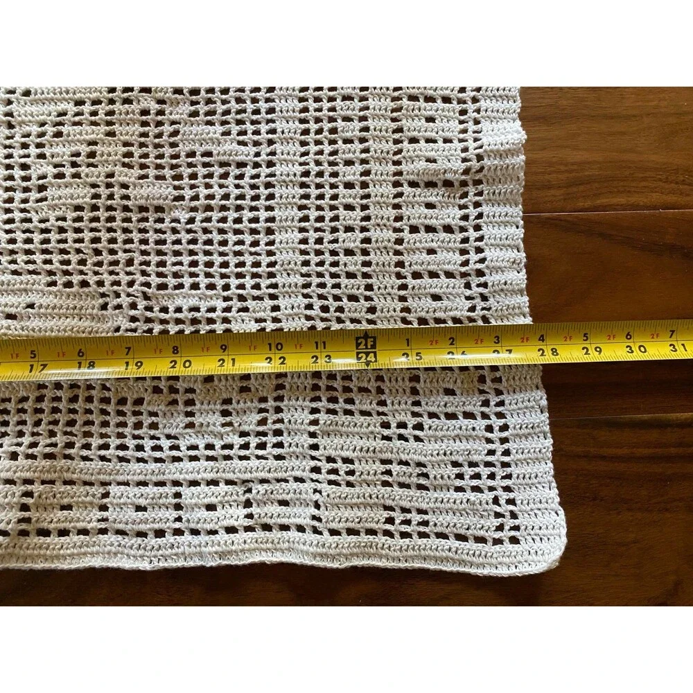 Large Vintage Handmade Crochet Swan Filet Doily Wall Decor White